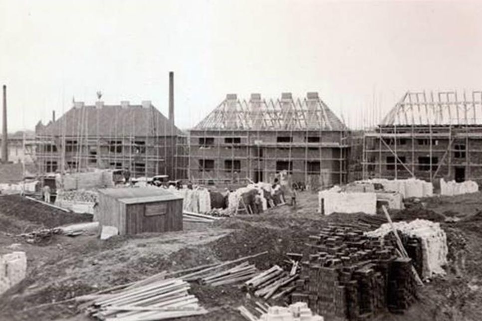 Bau der Häuser auf dem Wieksberg 1937.