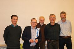 Der NABU-Vorstand blickte auf ein arbeitsreiches Jahr zurück. V.L. Oliver Juhnke (Schatzmeister), Oscar Klose (Vorsitzender), Rainer Kahns (Stellvertretender Vorsitzender), Dirk Stahnke (Schriftführer), Dr. Michael Weber (Beisitzer); Foto: NABU/L.Vogel”