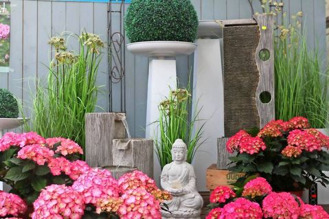 Die Rhododendren und die Bauernhortensien stehen in den Startlöchern und warten auf neue Besitzer.