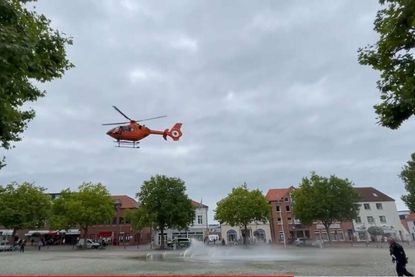 Hubschrauberstart vom Neustädter Marktplatz.