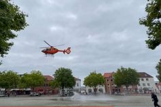 Hubschrauberstart vom Neustädter Marktplatz.