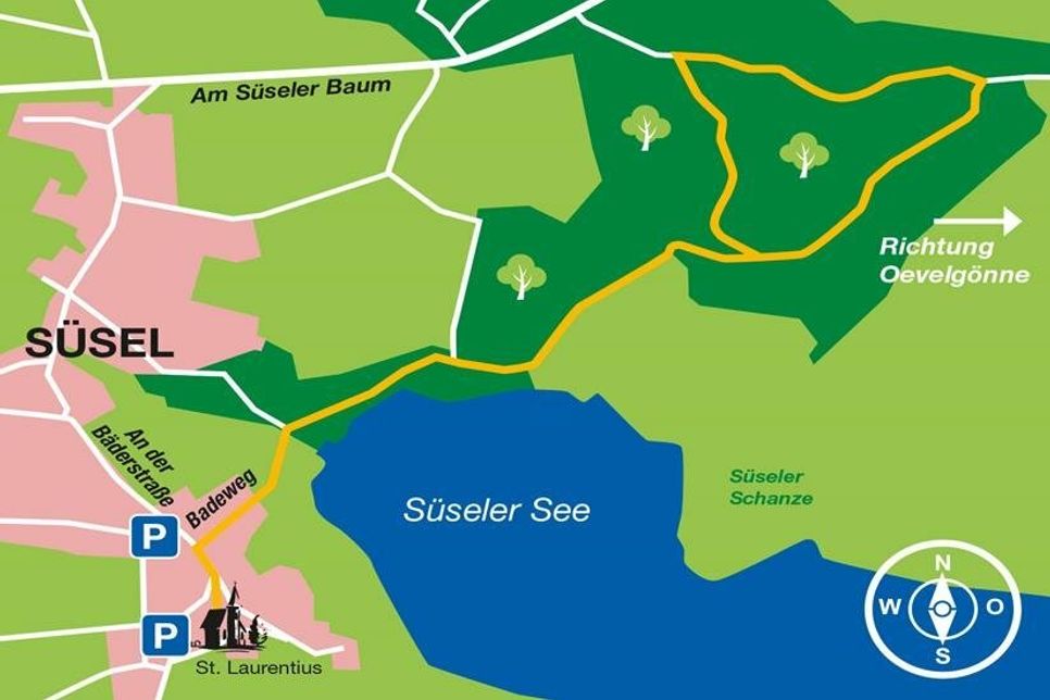 Felder, Wälder, ein See und ein Teil regionaler Geschichte gibt es auf ddem kleinen Spaziergang zu entdecken.