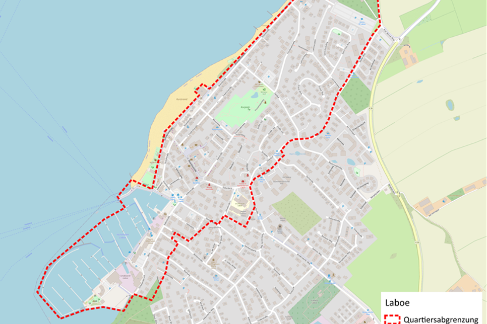 Alle, die im rot umrandeten Gebiet wohnen, können bei der Umfrage zum Quartierkonzept mitmachen und sich um eine Beratung bewerben.
