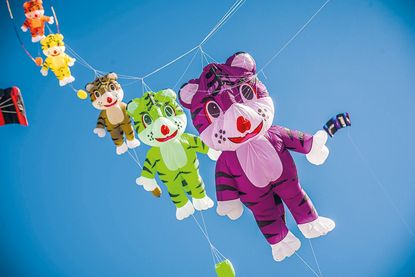 Eine Drachenkette wie diese und vieles mehr wird am kommenden Wochenende am Himmel von Travemünde zu sehen sein.