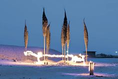 Am kommenden Samstag sollen die acht Riesenfackeln beim Fackelfest am Niendorfer Freistrand abgebrannt werden. (Foto: © TSNT/Torsten Vollbrecht)