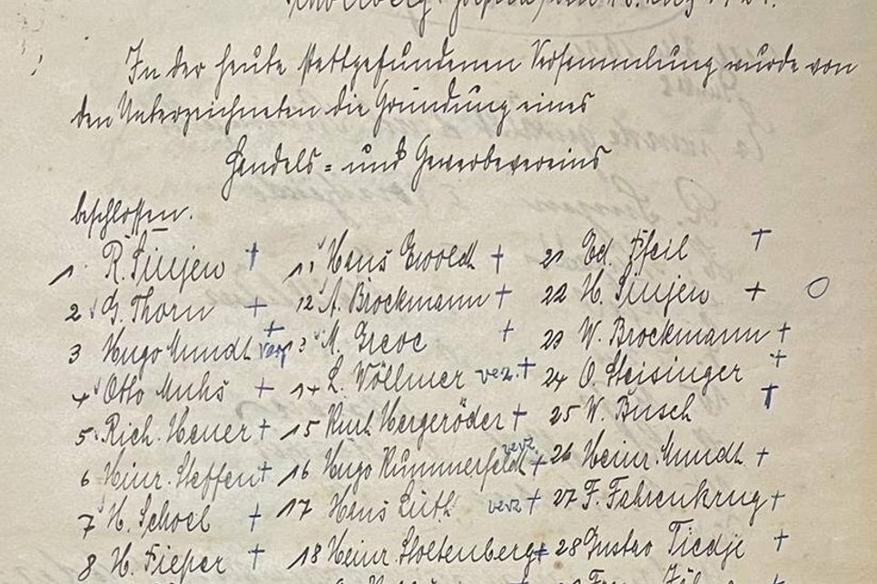 Original-Dokument der Vereinsgründung vom 13. März