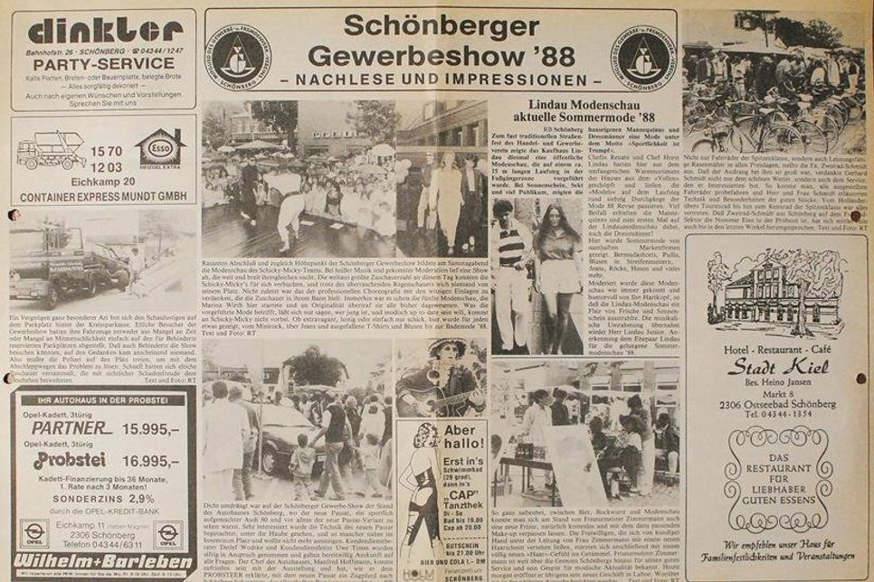 Foto einer Probsteer-Ausgabe von 1988: Topthema: Die erste Gewerbeschau in Schönberg.