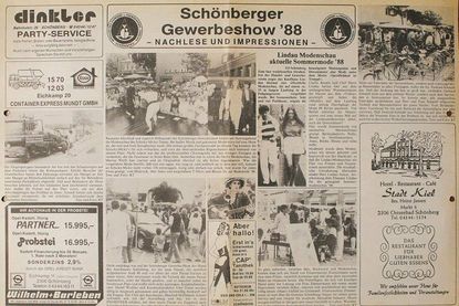 Foto einer Probsteer-Ausgabe von 1988: Topthema: Die erste Gewerbeschau in Schönberg.