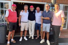 Die Organisatoren des Turniers Gert Ewers (lks.) und Christian Bauer (re.) mit den erfolgreichen Golfern (v. lks.) Azer Bislimay, Elmar Gehlen, Pasquale Vimmino und Eugen Dosch.