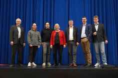 Kreisvorsitzender des Sozialverbands Ostholstein Ingo Heberlein mit den Bundestagskandidaten: Fleming Jensen (Volt), Gazi Freitag (Bündnis 90/Die Grünen), Bettina Hagedorn (SPD), Tobias Maack (FDP), Sebastian Schmidt (CDU) und David Gutzeit (Freie Wähler) (v. lks.).