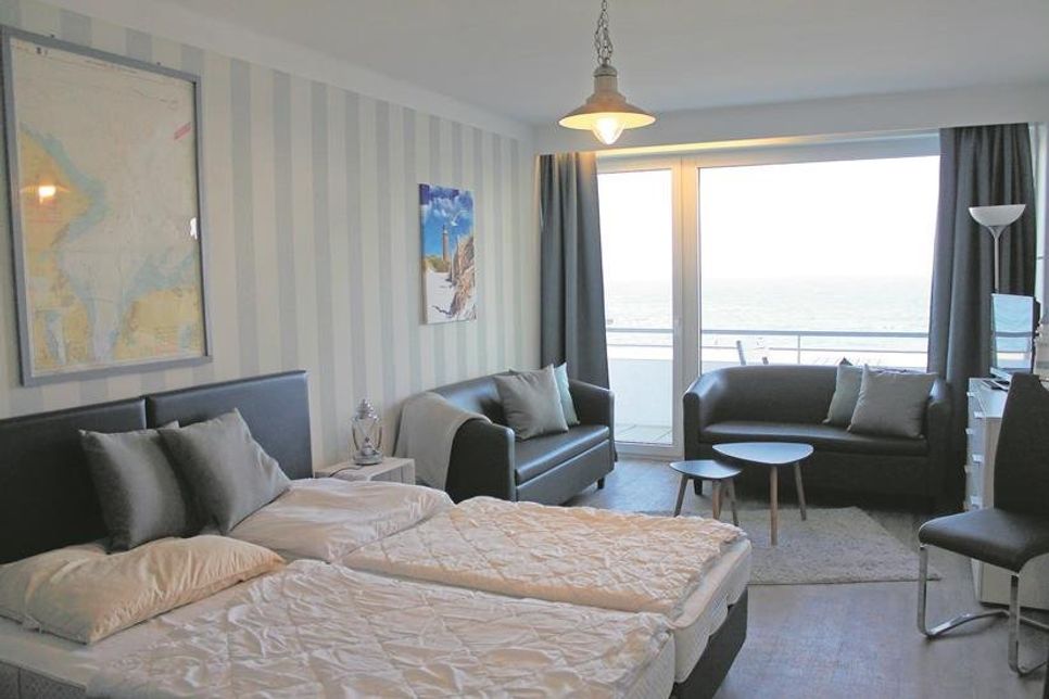 Jedes Appartement hat einen Balkon, viele davon mit Meerblick.