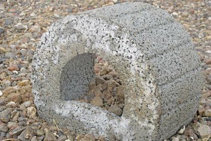 Eine Nisthilfe auf der Flussbettnachbildung. Natürliche Flussbetten und Biotope sind aufgrund von Flussbegradigungen und Entwässerungen an den Gewässerrändern seltener geworden.