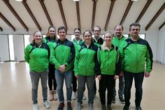 Mannschaft und Trainertean (v. lks.): Patricia Weede (Trainerin), Celina Dahm, Jack Rossiter, Hannah Ehlers, Tanja Zupke, Florian Jeger, Leonie Werner, Markus Dietmayr und Andreas Berthold (Trainer).