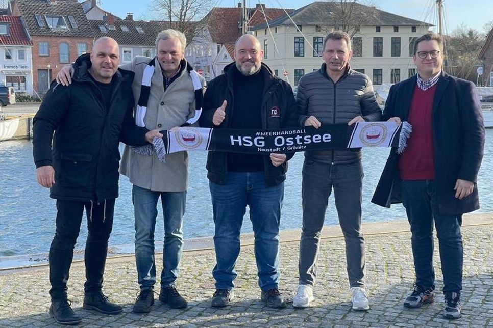 Gesellschafter der HSG Ostsee: Frank Barthel, Thomas Nawrocki, Marcus Pape, Johannes Feistel und Peer Grenke-Klimstein (v. lks.).