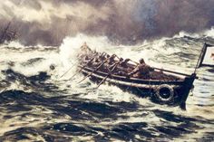 Ruderrettungsboot im Einsatz im 19. Jahrhundert