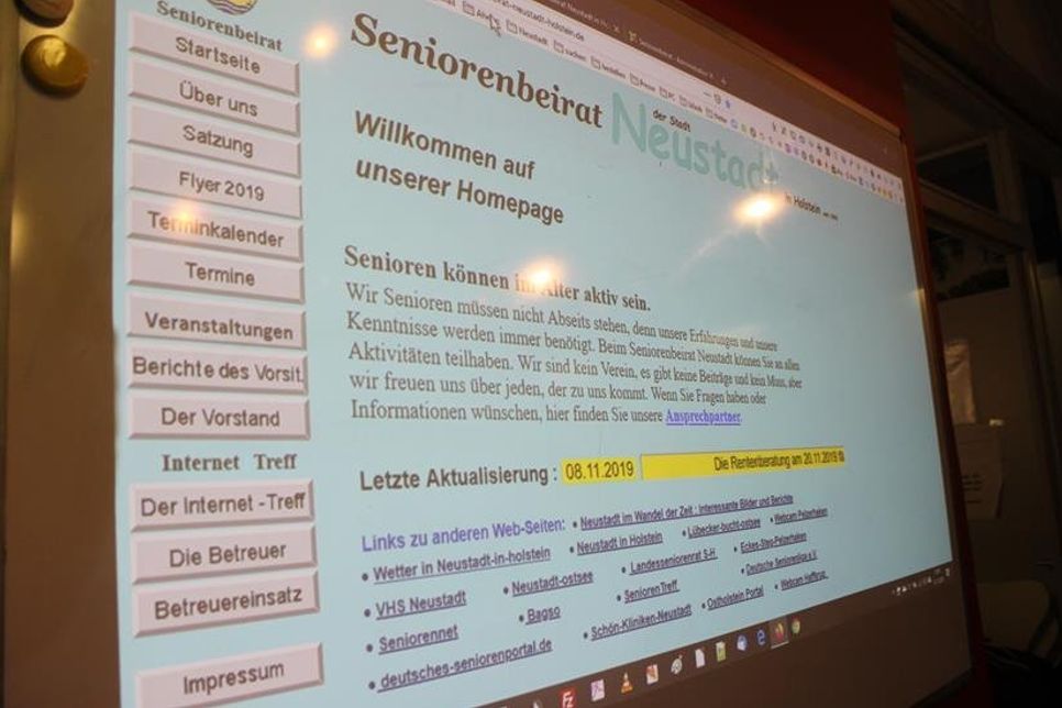 Alte Version: So sah die Homepage des Seniorenbeirates noch vor wenigen Tagen aus.