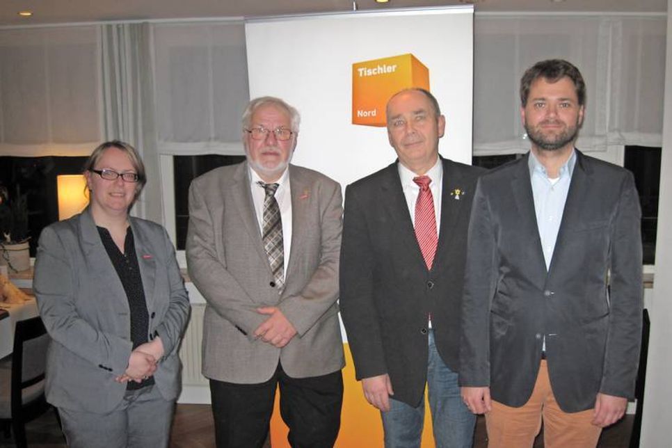 Der neu gewählte Innungsvorstand (v. lks.): Geschäftsführerin Tanja Schatomski, Obermeister Jürgen Wulf, Jens-Peter Kraushaar, Axel Mielke (es fehlt Andreas Mundt).