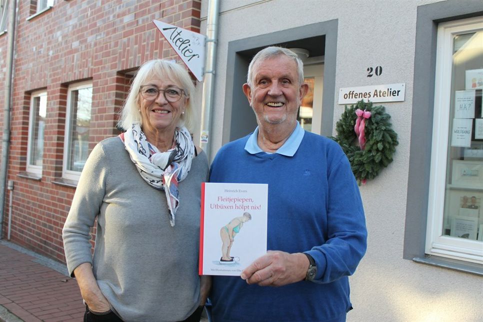 Buchautor Heinrich Evers mit Künstlerin Elke Grotelüschen.