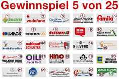 Jetzt auch online teilnehmen! Das bekannte Gewinnspiel 5 von 25
