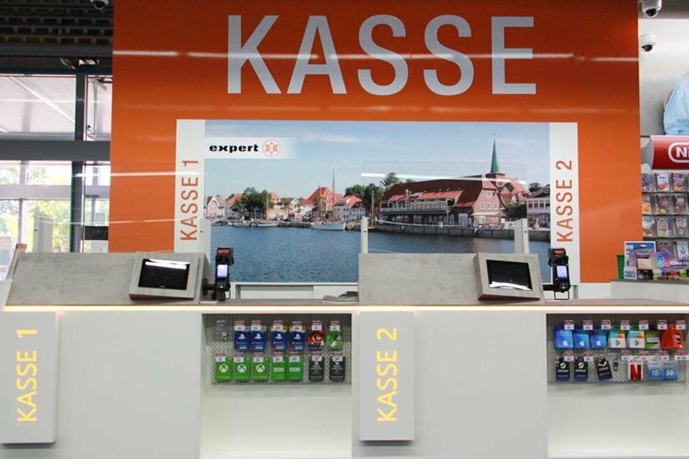 Der neue Kassenbereich.