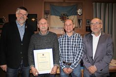 2. Vorsitzender Henning Steffen, die langjährigen Mitglieder Reinhold Hoffmann und Jörn-Ulrich Borchardt sowie 1. Vorsitzender Wolfgang Prehn (v. lks.).