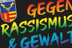 Tafel TSV Lensahn mit der Aufschrift „Gegen Rassismus &amp; Gewalt“.