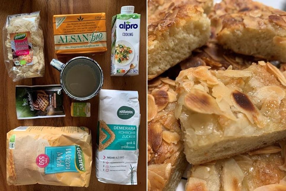 Aus diesen Zutaten lässt sich der „Butter“-Kuchen zubereiten, wer mag, kann natürlich auch echte Butter verwenden.