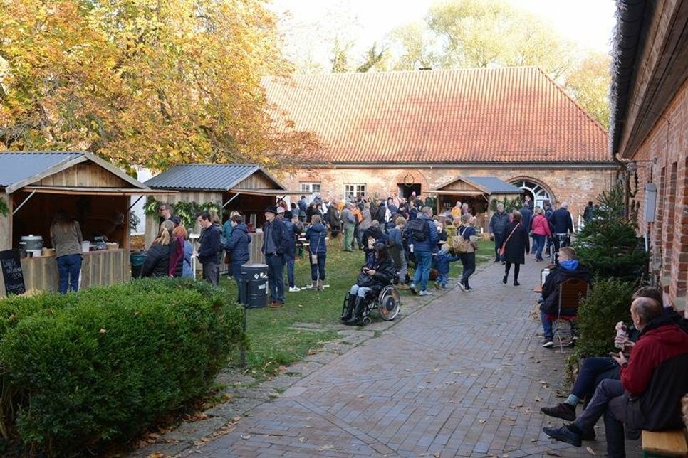 Etliche Besucher und Besucherinnen nutzten das goldene Herbstwetter für einen Ausflug zum Martinsmarkt.