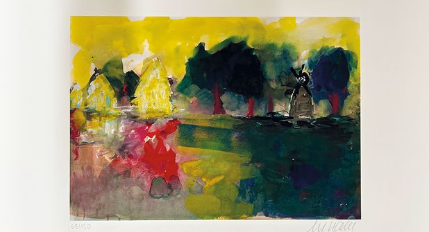 Dieser handsignierte Giclée-Druck des Künstlers und Schauspielers Armin Müller-Stahl mit dem Titel „Die Mühle“ wird für den guten Zweck versteigert.