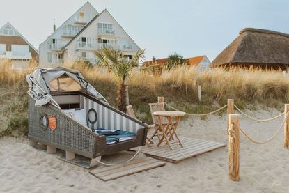 Möglicher Gewinn im Rahmen der BoB-Challenge: Übernachtung im Schlafstrandkorb von Haffkrug oder Kellenhusen.