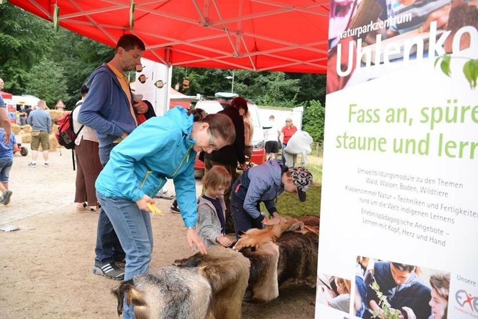 Anfassen erlaubt: Die Kinder durften die unterschiedlichen Felle ertasten und lernten so spielerisch etwas über die Waldbewohner.
