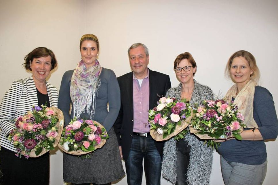 Damenriege mit Herr: Marion Lindner, Martina Heinrich, Ulrich Dede, Gudrun Schlicker und Carola Franke (v. lks.).