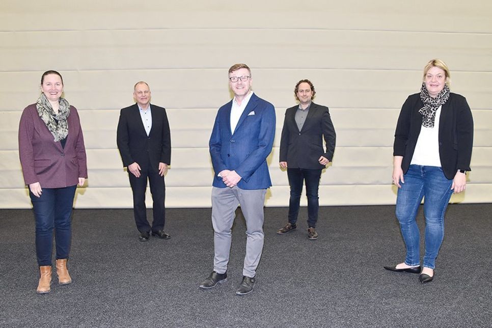 Das sind die Kandidaten für die Bürgermeister-Wahl am 16. Mai (von links): Melanie Puschaddel-Freitag, Guido Gummert, Sven Partheil-Böhnke, Sven Markus Kockel und Gesine Muus.