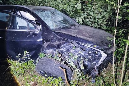 Zwei Tatverdächtige nach Flucht gestellt: Pkw kommt von der Fahrbahn ab und verunfallt im Wald
