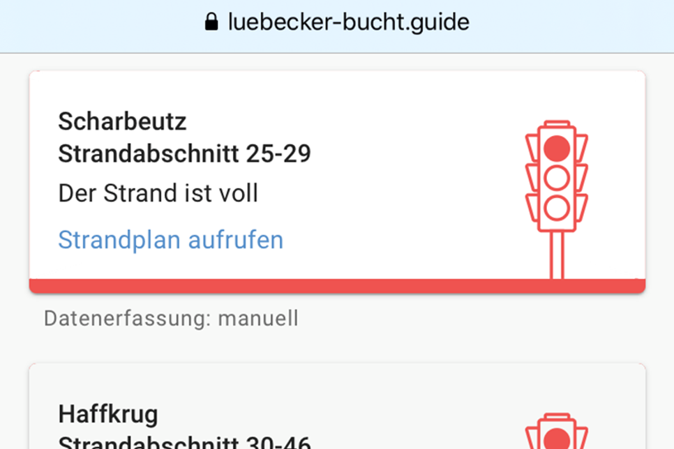 Der Strandticker der Lübecker Bucht gibt einen aktuellen Überblick über die Kapazitätsgrenzen an den Stränden.