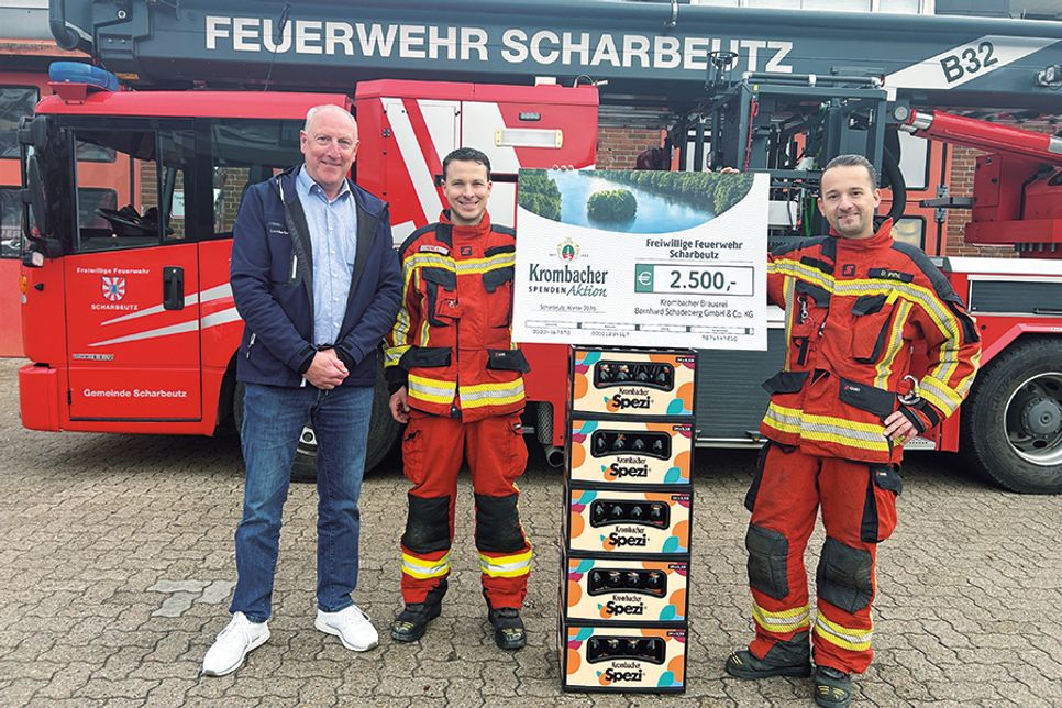Krombacher Spendenaktion: 2.500-Euro-Spende an die Freiwillige Feuerwehr Scharbeutz