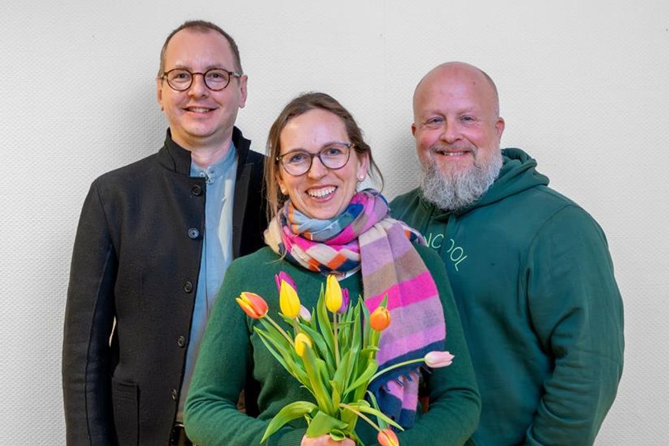 Der Vorstand mit Hauke Jungeblodt, Mareile Wallrabenstein, Olav Gerlach (v. lks.).