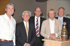 Lionspräsident Stefan Sievert (Mitte) und seine Vorstandsmitglieder (v. li.)  Jörg Taubert, Dieter Pfingsten, Jörg Schlüter und Timo Dose