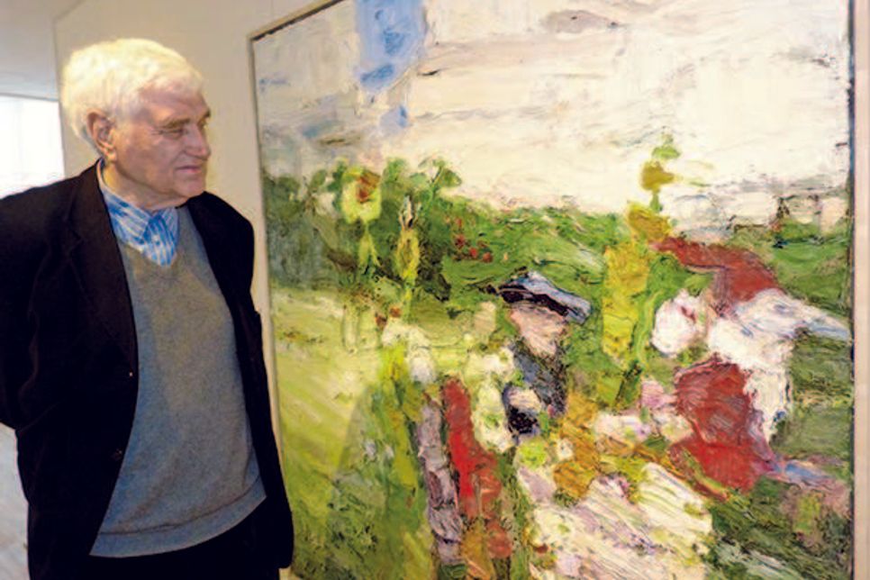 Klaus Fußmann und sein Lieblingsbild – seine Frau samt Gartenzwerg im Garten.