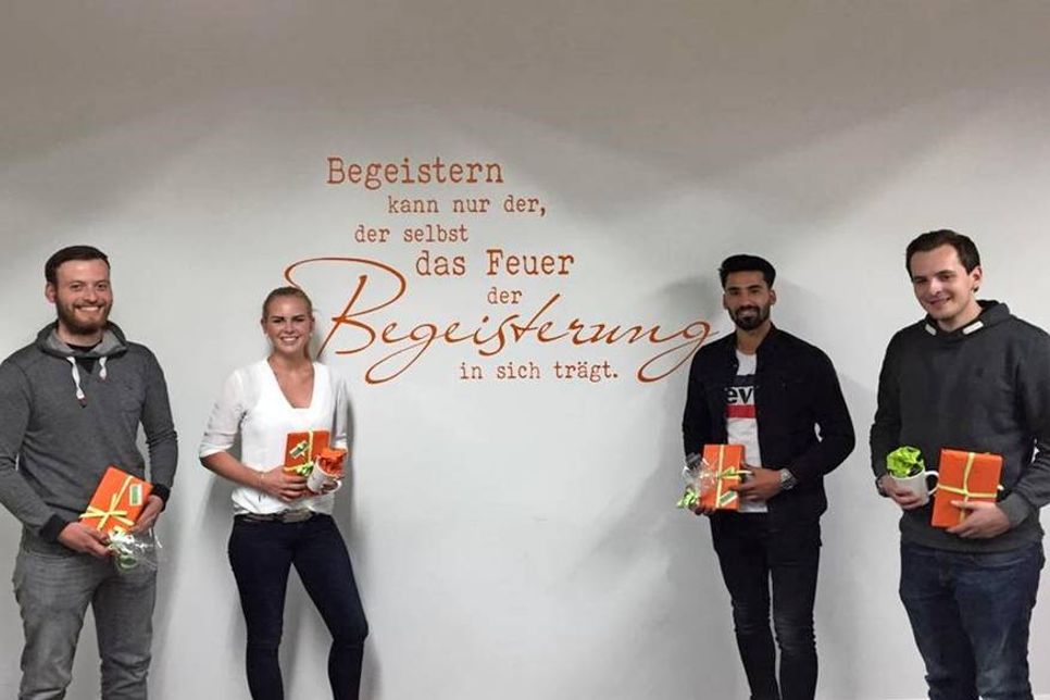 Hannes Gebauer, Svea Kruse, Firat Ertekin und Eric Ristau (v. lks.) absolvieren ihre Ausbildung in einem starken Unternehmen.