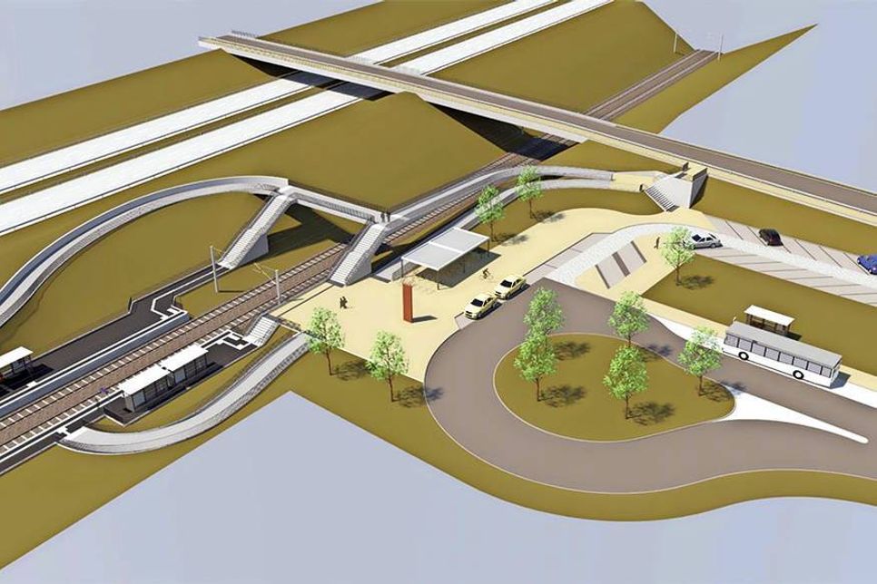 Ansicht des möglichen Bahnhaltepunktes in Neuhof.