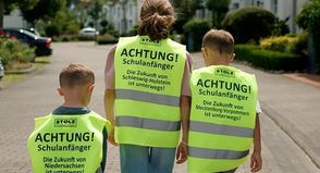 Pünktlich zum Schulstart stattet das Kaufhaus Stolz die Schulanfänger mit Warnwesten aus, damit der Schulweg sicher gemeistert werden kann. (red)