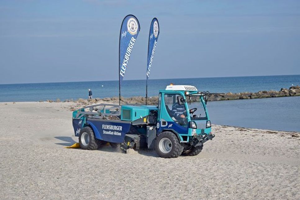 Das Reinigungsfahrzeug.