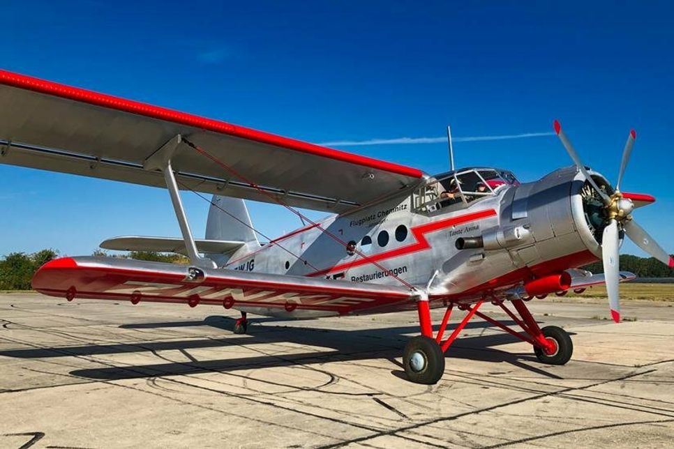 Heimisch ist das Flugzeug in der Nähe von Chemnitz.