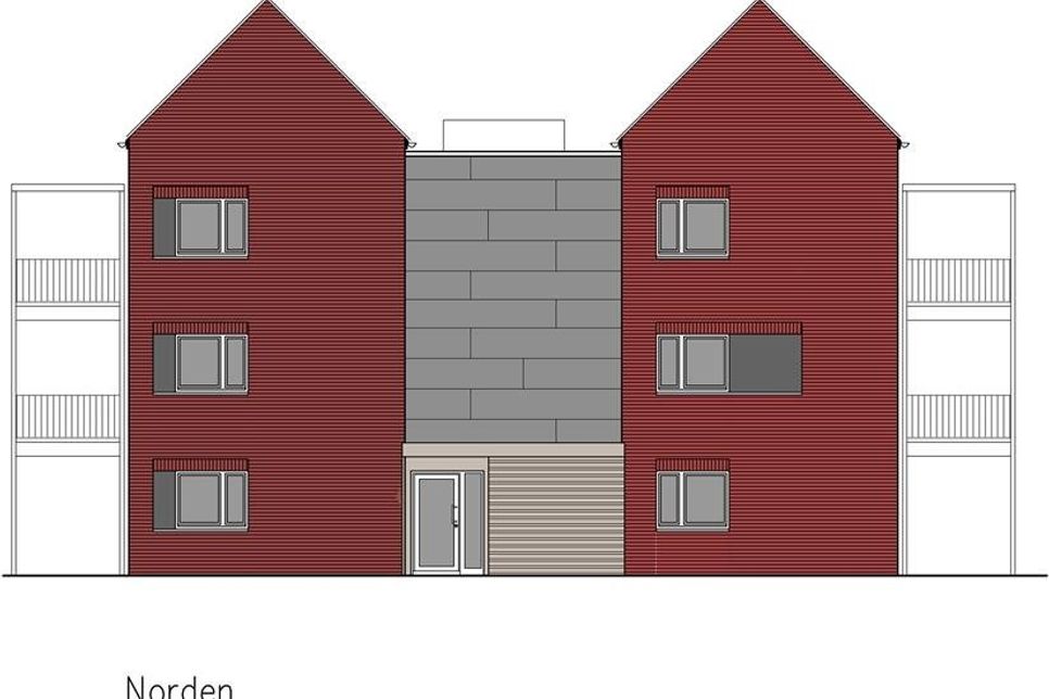 Die nördliche, voraussichtliche Fassadenansicht des Bauvorhabens in der Oldenburger Straße. Skizze: Gollan-Bau GmbH