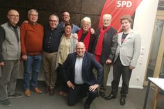 Günther Hoppert, Erwin Wichelmann, Norbert Kahl, Peter Linder, Margit Giszas, Dieter Krause, Hermann Greve, Leif Harms-Krohn (v. lks.), Robert Thiele (vorne).