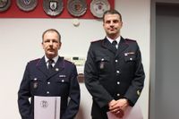 Oberlöschmeister Michael Darmann (lks.) und Hauptlöschmeister Thorsten Andreas.