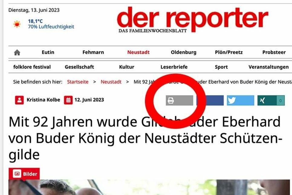 Nur mit einem Klick auf den grauen Button können die Artikel ganz einfach ausgedruckt werden.