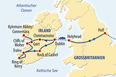 Der Reiseplan durch Großbritannien und Irland.