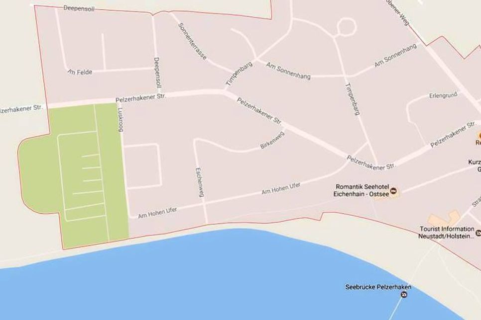 Straßenkarte Pelzerhaken (Quelle Google Maps).
